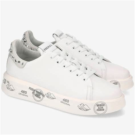 Sneakers donna Belle 6712 bianche con pietre – Paris Ricci.